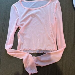 Aerie Light Pink Sheer Blouse